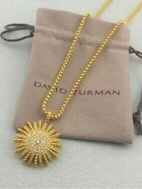 David Yurman Gold Sunburst Pendant Necklace